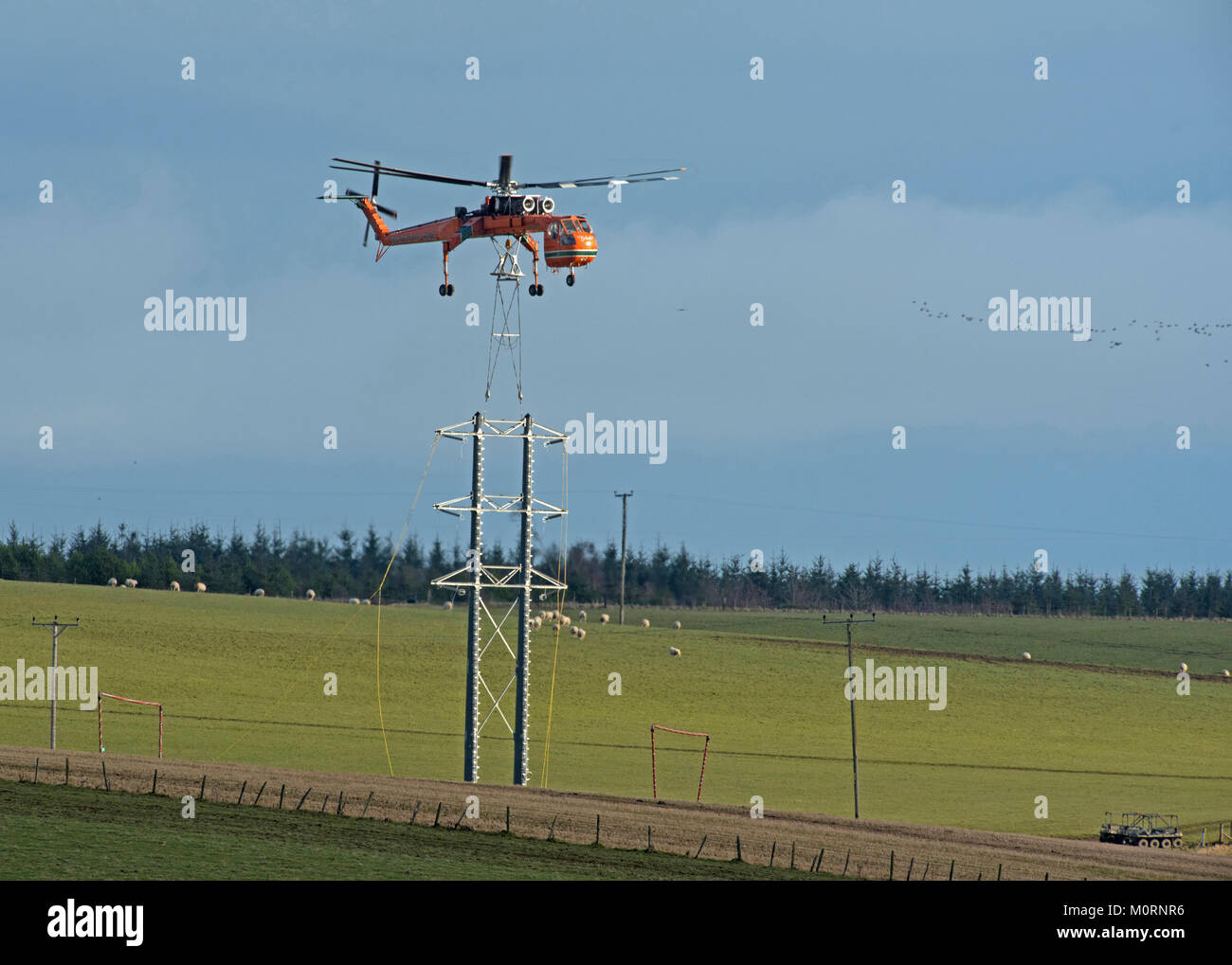 Erickson, Kran bei Drumuir Wind Farm in der Nähe von Keith in Moray. Stockfoto