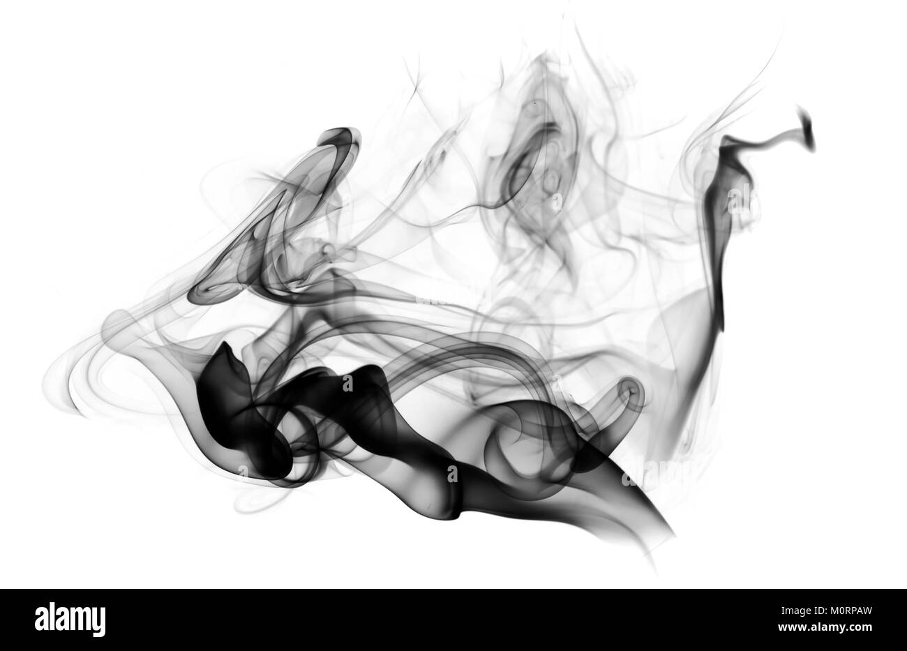 Schwarz abstrakt Rauch Formen über den weißen Hintergrund Stockfoto