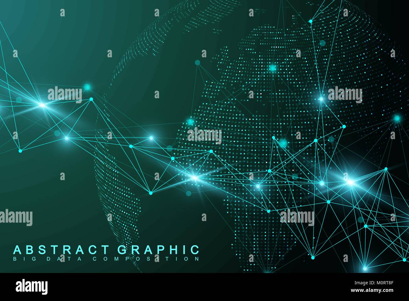 Globales Netzwerk Verbindung. Netzwerk- und grosse Daten Visualisierung Hintergrund. Global Business. Vector Illustration. Stock Vektor