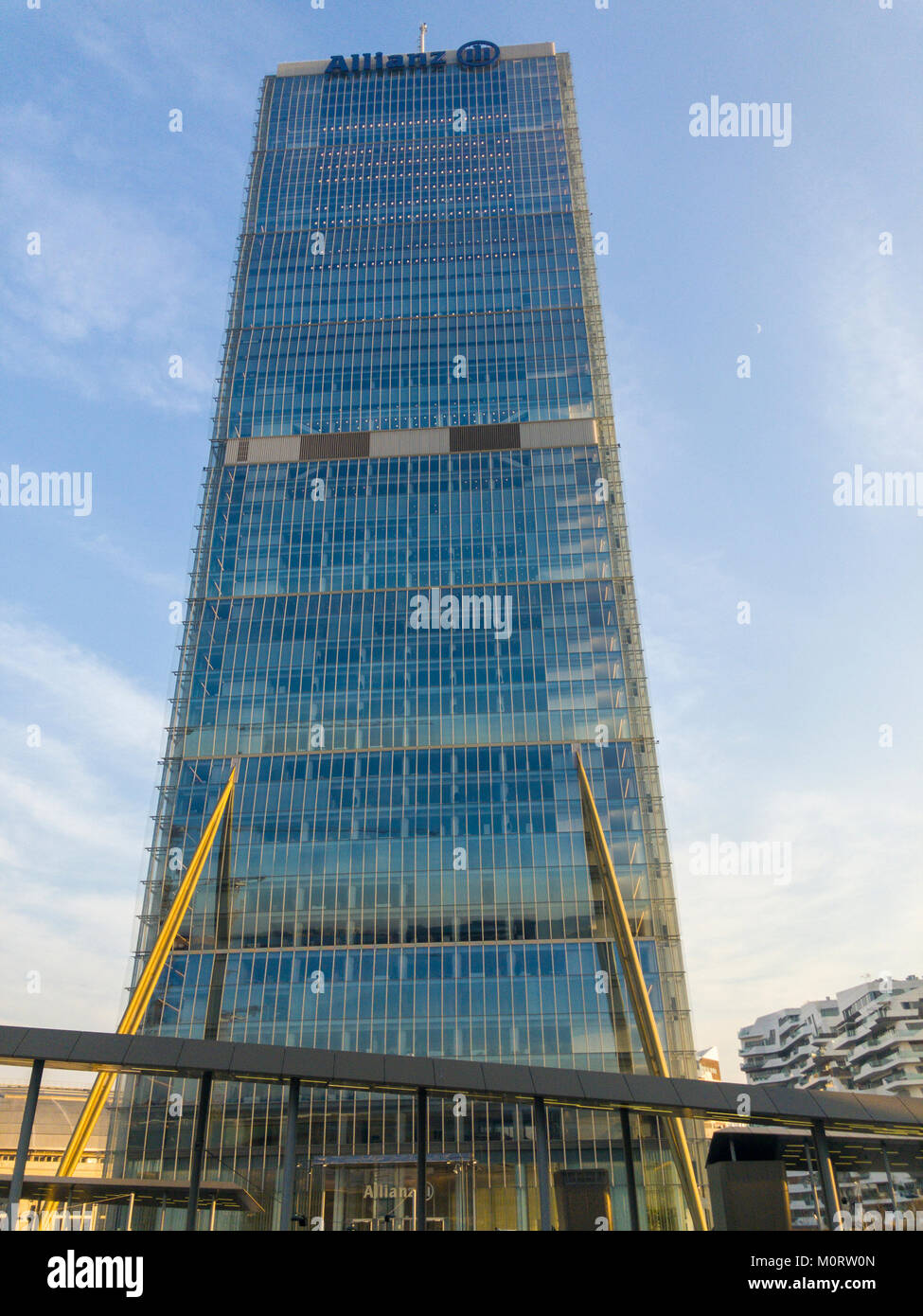 Allianz Tower, der Gerade, die gerade eine ist ein 50-Etage 209 Meter hohen Wolkenkratzer in Mailand, Italien. 23. Januar 2018. Allianz Italia Neue headquarte Stockfoto