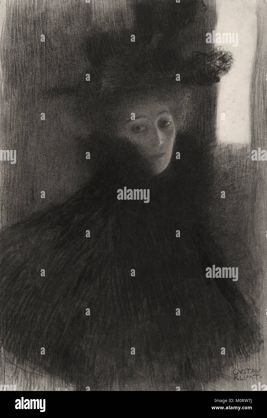 Gustav Klimt - Porträt einer Dame mit Umhang und Hut - 1897 1898 Stockfoto
