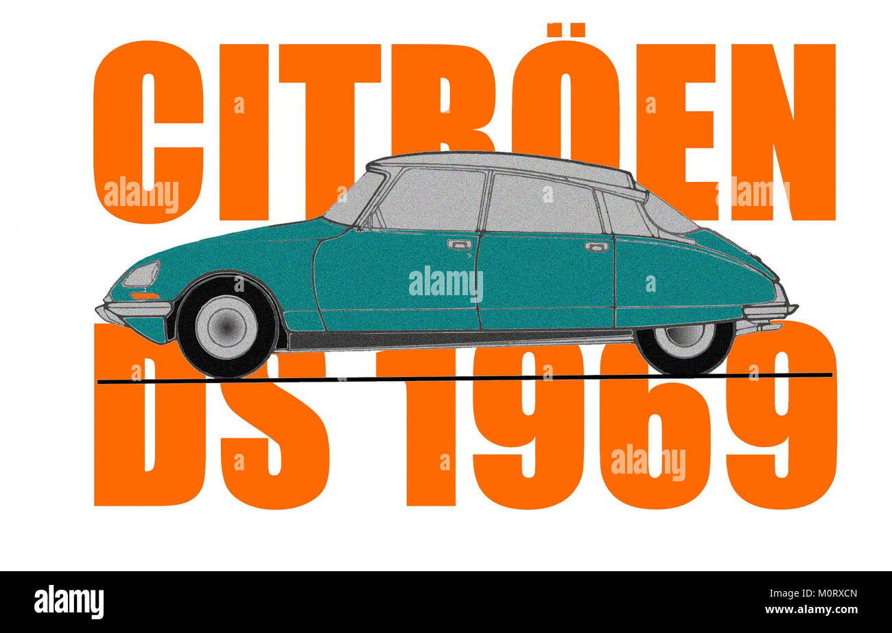 Der 1969 Citroën DS ist ein ikonisches französisches Auto, das für seine fortschrittliche Technik und sein innovatives Design bekannt ist. Er verfügt über ein hydropneumatisches Federungssystem und ist damit eines der bahnbrechendsten Fahrzeuge seiner Zeit. Stockfoto