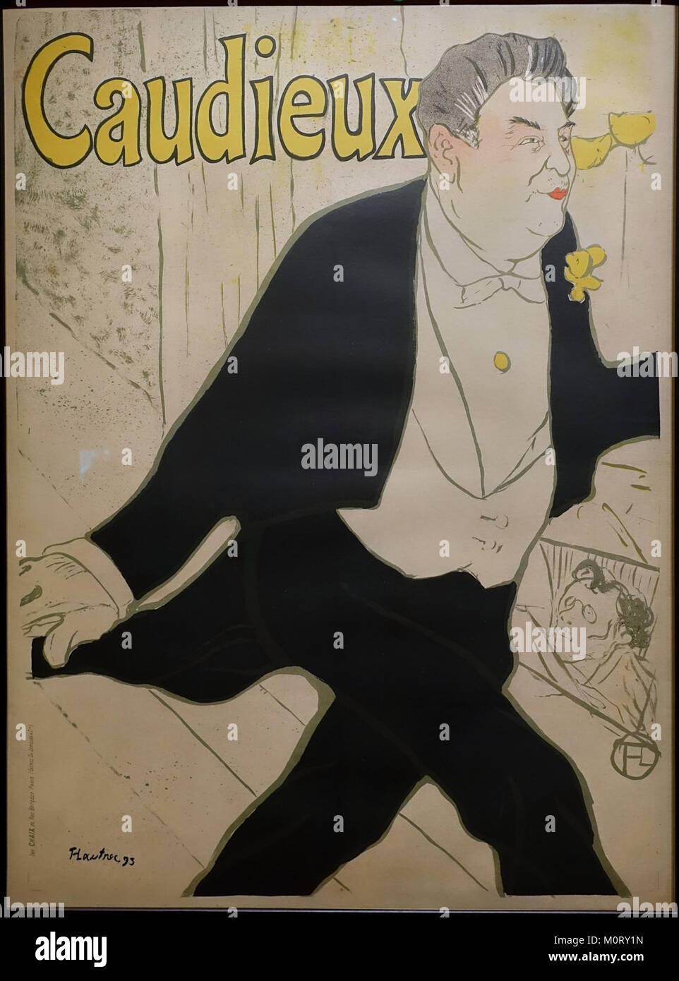 Caudieux ist eine Lithografie von Henri de Toulouse-Lautrec, die 1893 erstellt wurde. Das Kunstwerk ist bekannt für seine unverwechselbare Pinsel- und Spritzertechnik und ist Teil der Sammlung des Montreal Museum of Fine Arts. Stockfoto