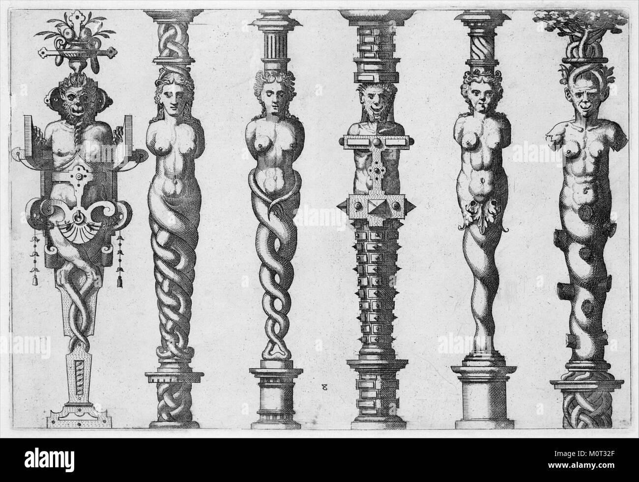 Das Caryatidum, auch bekannt als Athlantidum Multiformium, ist ein Skulpturenwerk aus der Antike, das verschiedene Formen menschlicher Figuren darstellt, die architektonische Elemente unterstützen, die sich in der Sammlung des Metropolitan Museum of Art befinden Stockfoto