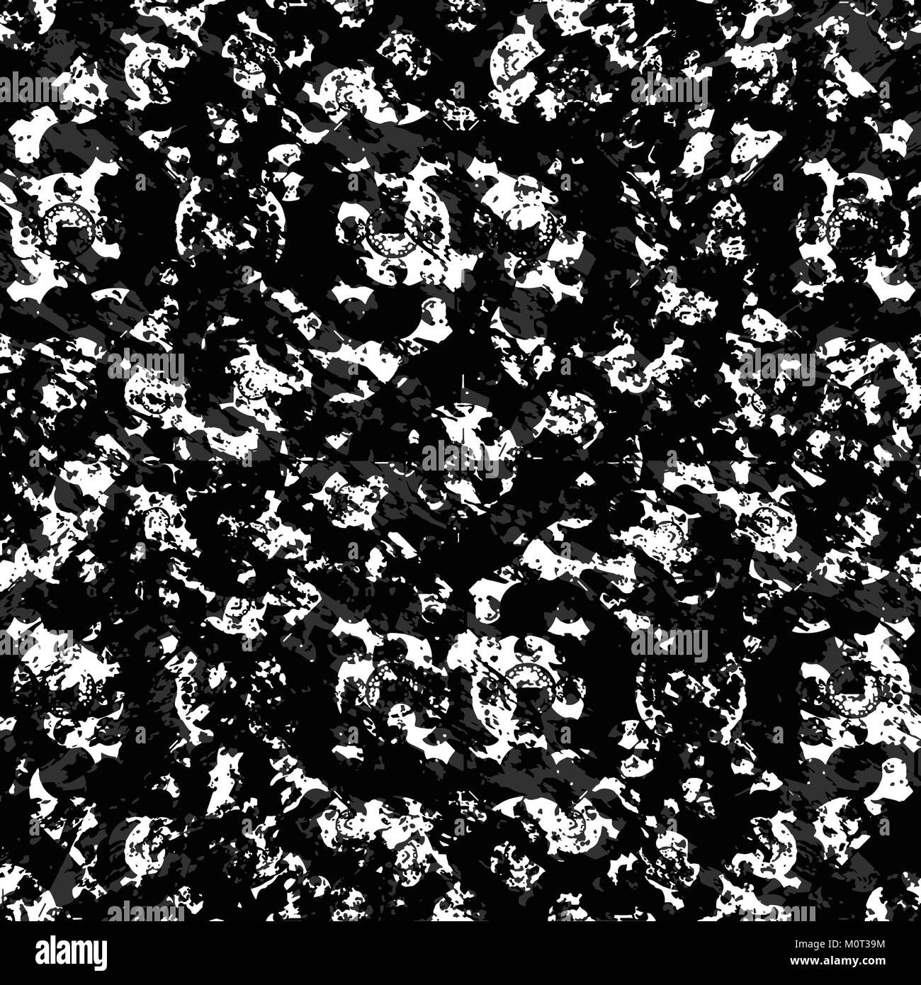 Grunge unregelmäßige abstrakte Formen Textur nahtlose Muster Design in den Farben Schwarz und Weiß Stockfoto