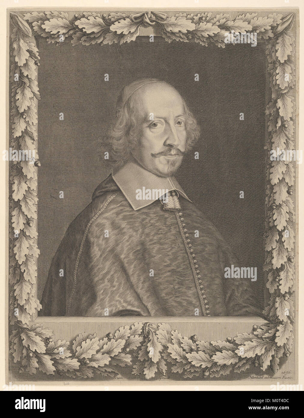 Kardinal Jules Mazarin, eine prominente Persönlichkeit im Frankreich des 17. Jahrhunderts, wird in diesem Kunstwerk aus dem Metropolitan Museum of Art (MET) festgehalten, das seine Rolle in der französischen Politik und Religion unterstreicht. Stockfoto