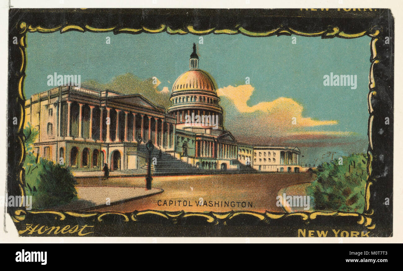 Eine Transparenz des Kapitolgebäudes in Washington, D.C. aus der Transparency-Serie von W. Duke, Sons & Co. Für Tabakwerbung. Stockfoto