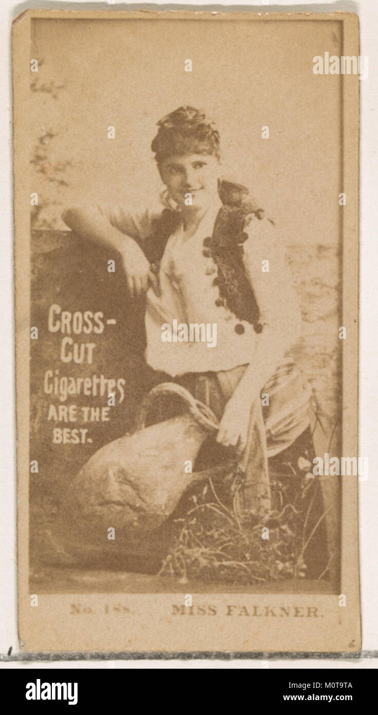 Miss Falkner ist die Kartennummer 188 aus der Serie „Actors and Actresses“ (N145-2), die in den 1880er Jahren von W. Duke, Sons & Co. Herausgegeben wurde, um Cross Cut Cigarettes zu fördern. Die Karte zeigt ein Albumfoto der Schauspielerin mit den Abmessungen von 5/8 Ã bis 7/16 Zoll. Stockfoto