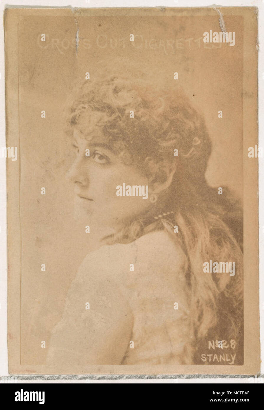 Card Number 28 mit Stanly war Teil der Schauspielerserie, die von Duke Sons & Co. Herausgegeben wurde, um Cross Cut Zigaretten im frühen 20. Jahrhundert zu fördern. Stockfoto