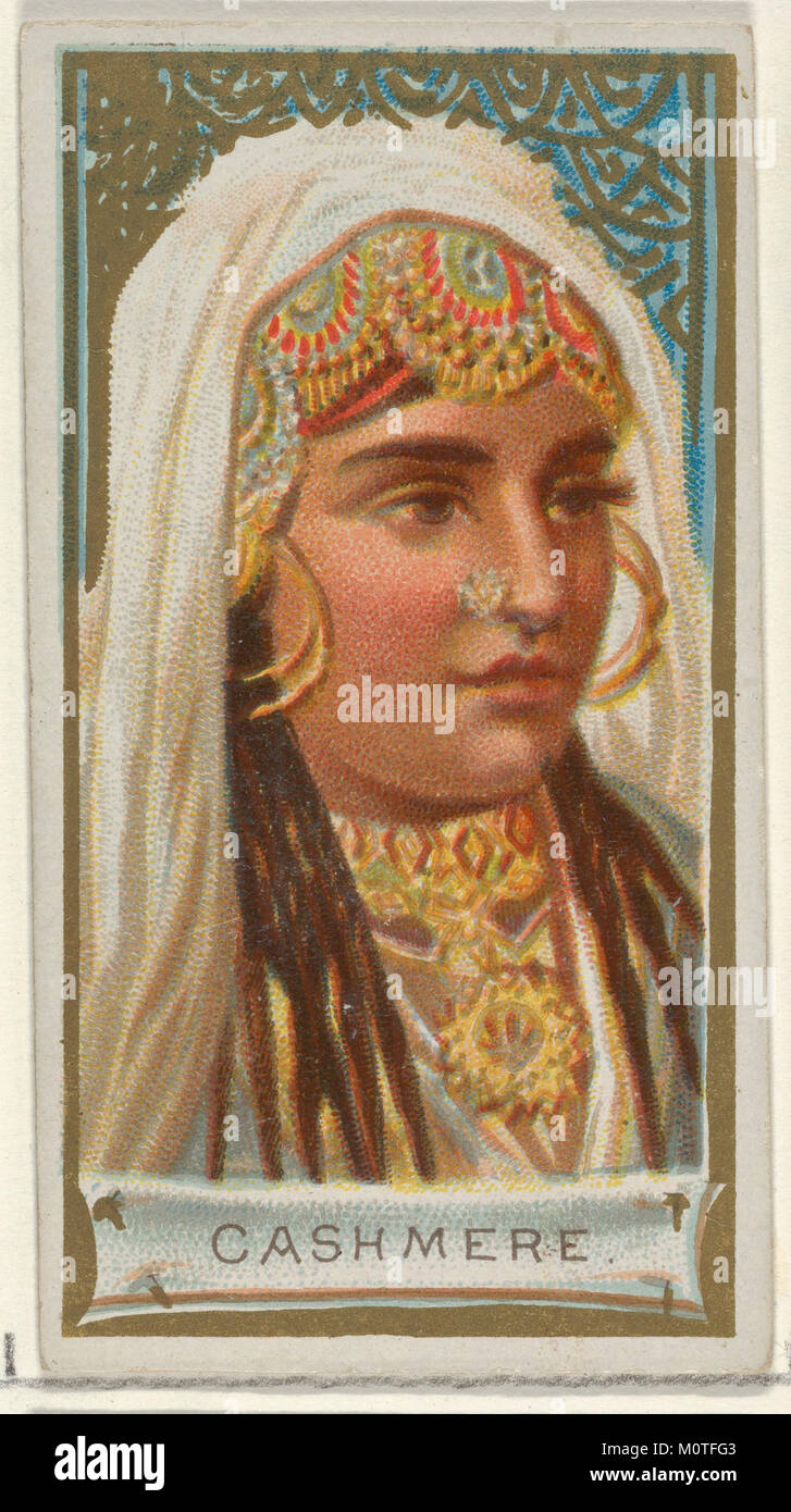 Die „Cashmere“-Karte ist Teil der Types of All Nations Serie (N24) von Allen & Ginter Cigarettes. Es zeigt eine Darstellung von Kaschmir als Teil eines Sammlersets, das verschiedene Kulturen und Nationen zeigt. Stockfoto