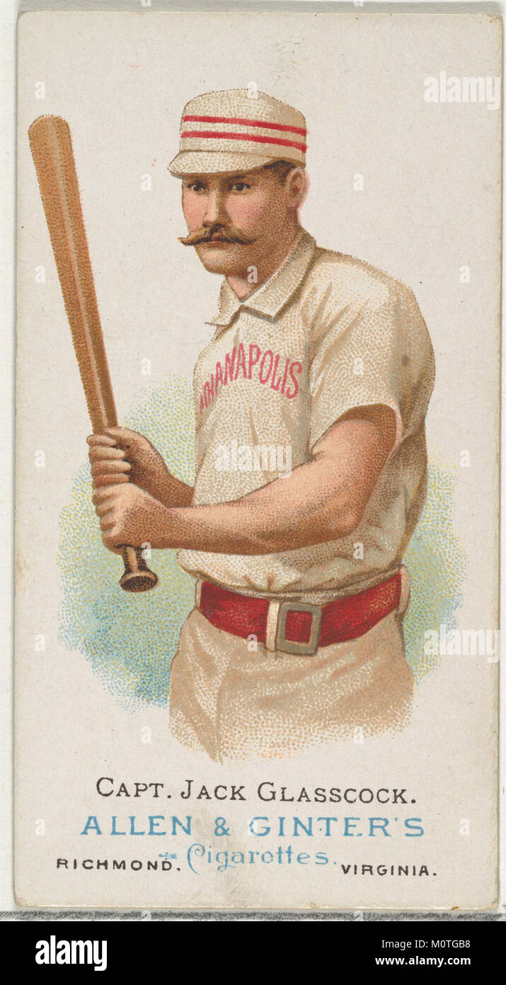 Allen & Ginter's „World's Champions“ Series 1 (N28)-Karte mit Captain Jack Glasscock, einem Baseball-Shortstop aus dem 19. Jahrhundert. Stockfoto