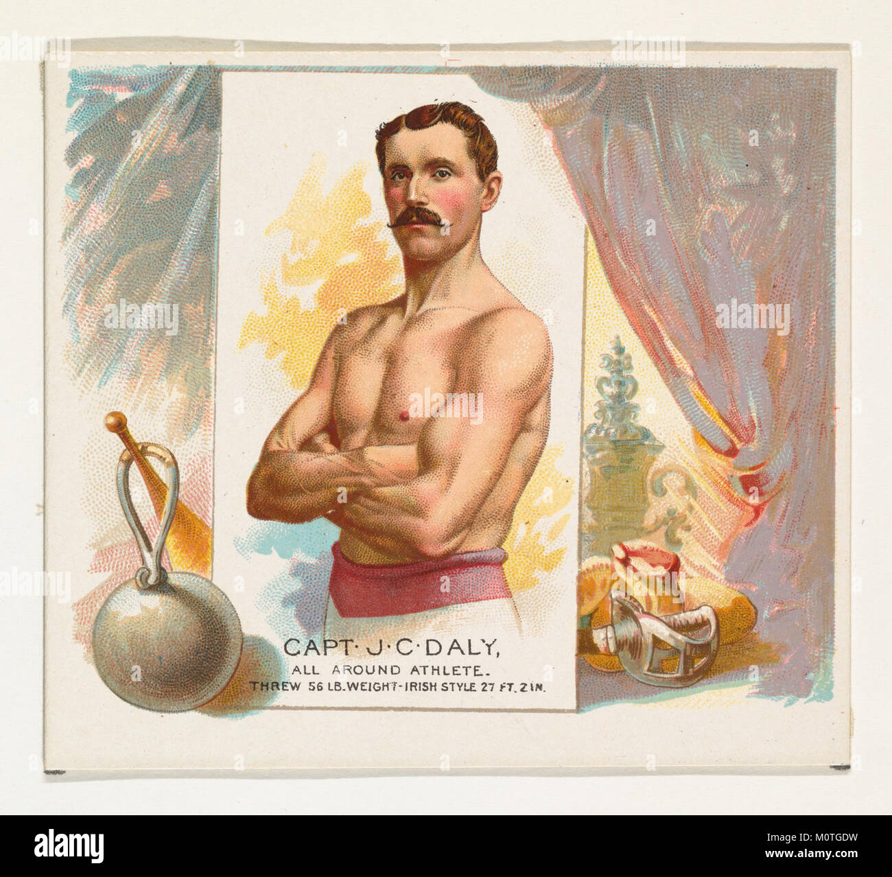 Diese Tauschkarte aus der Allen & Ginter Zigaretten-Serie zeigt Captain J.C. Daly, einen Allround-Athleten. Die Karte repräsentiert die sportlichen Leistungen von Daly, einer Schlüsselfigur in der Sportszene des frühen 20. Jahrhunderts. Stockfoto