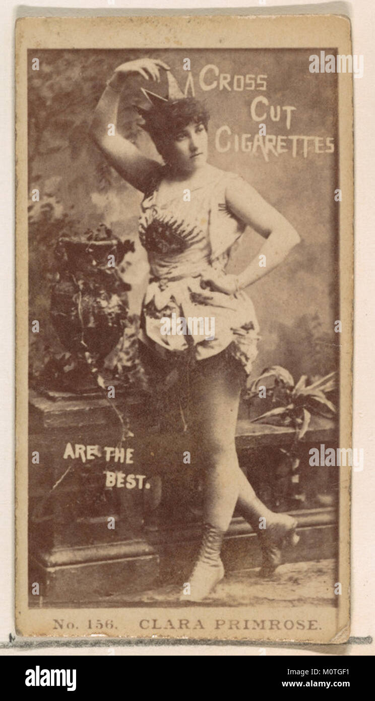 Card Nummer 156, Clara Primrose, von den Schauspielern und Schauspielerinnen Serie (N145-2) von Herzog Söhne & Co. ausgestellt geschnitten Zigaretten MET DP 866652 fördern Stockfoto