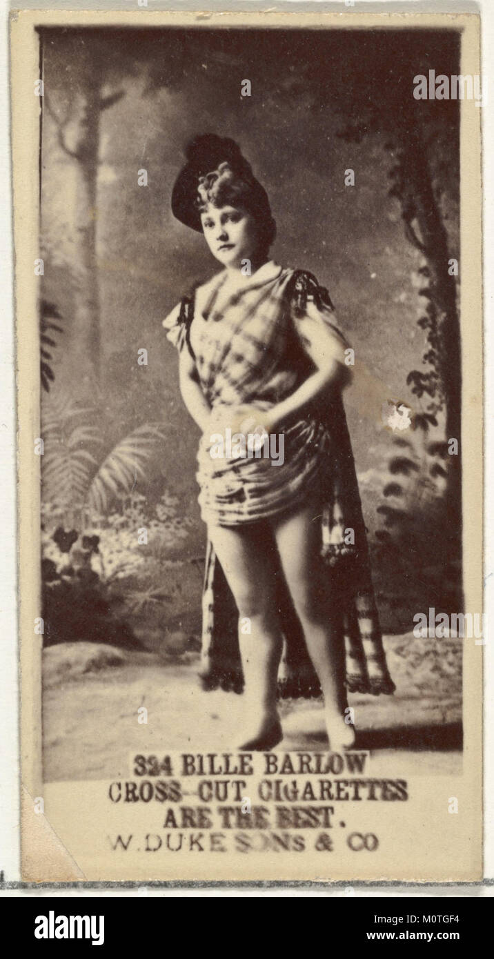 Card Number 324 zeigt Billie Barlow aus der von Duke Sons & Co. Herausgegebenen Schauspieler- und Schauspielerserie, die Cross Cut Zigaretten im frühen 20. Jahrhundert fördert. Stockfoto