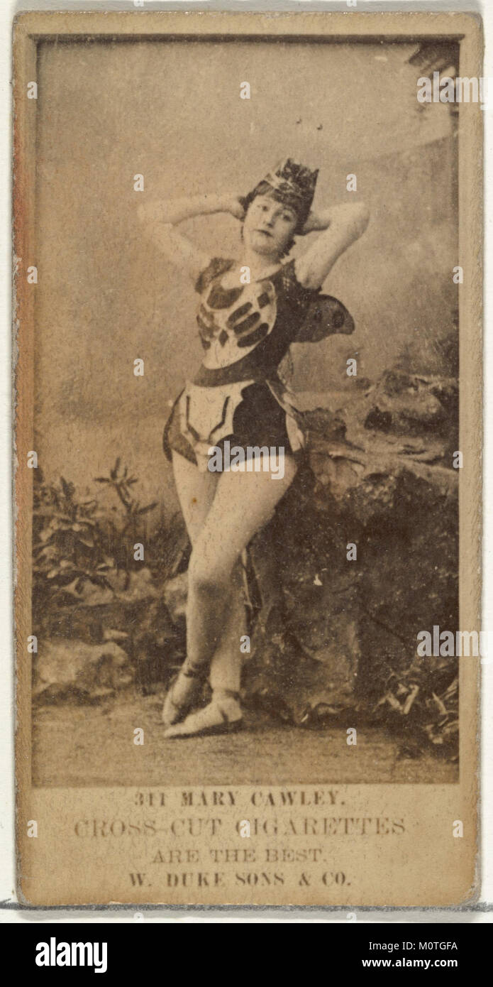 Eine Sammelkarte mit Mary Cawley aus der Serie *Actors and Actress* von Duke Sons & Co., die im frühen 20. Jahrhundert für Cross Cut Zigaretten wirbt. Stockfoto