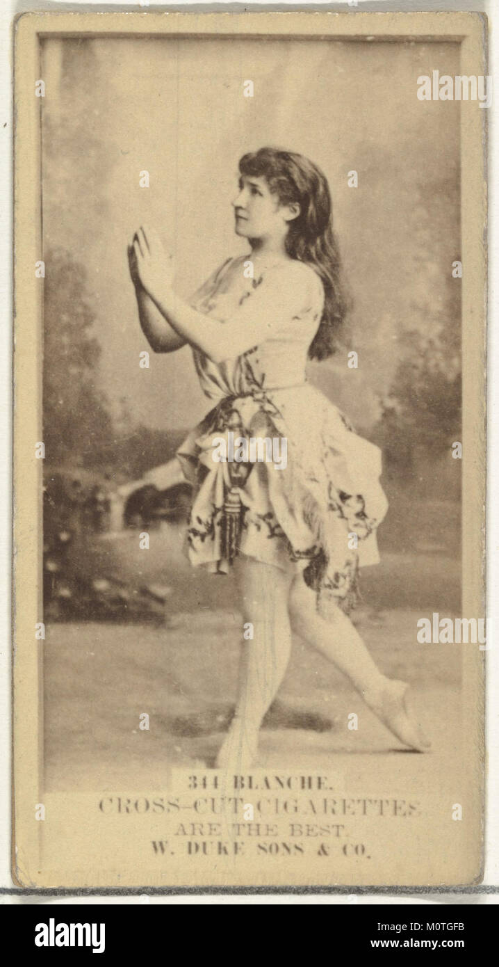 Card Number 344 enthält Blanche aus der Serie „Actors and Actresses“ (N145-3) von Duke Sons & Co., die Cross Cut Cigarettes (englisch: MET DP839691) fördert. Stockfoto