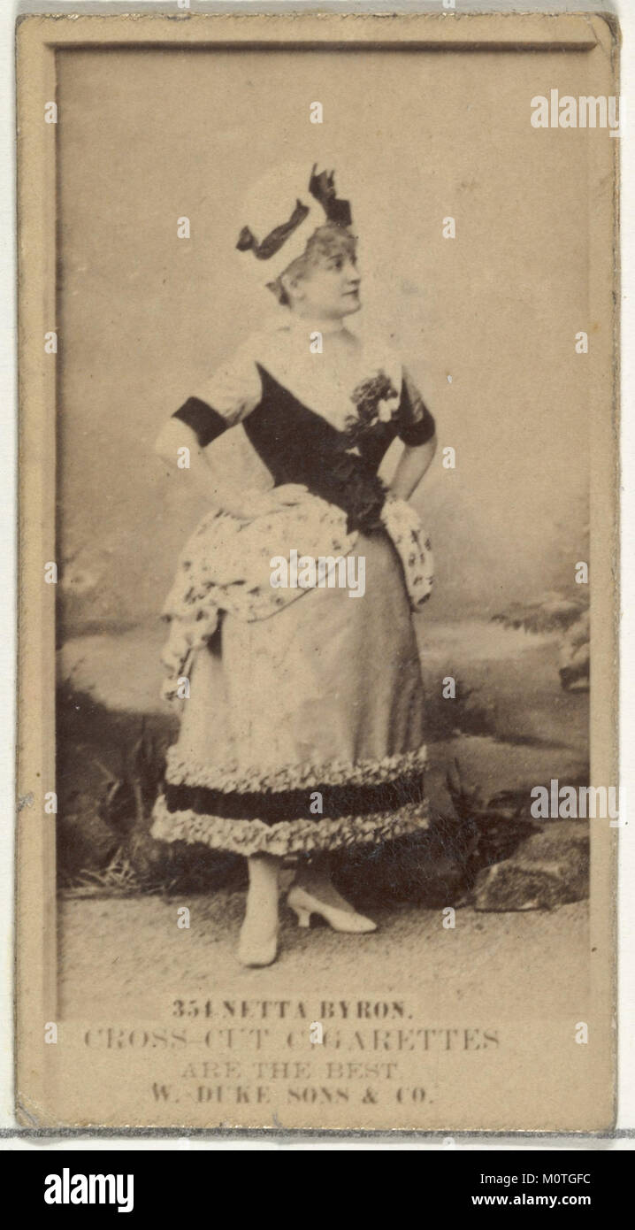 Karte mit der Schauspielerin Netta Byron aus der Serie Actors and Actress, die Anfang des 20. Jahrhunderts von Duke Sons & Co. Produziert wurde, um Cross Cut Zigaretten zu bewerben. Stockfoto