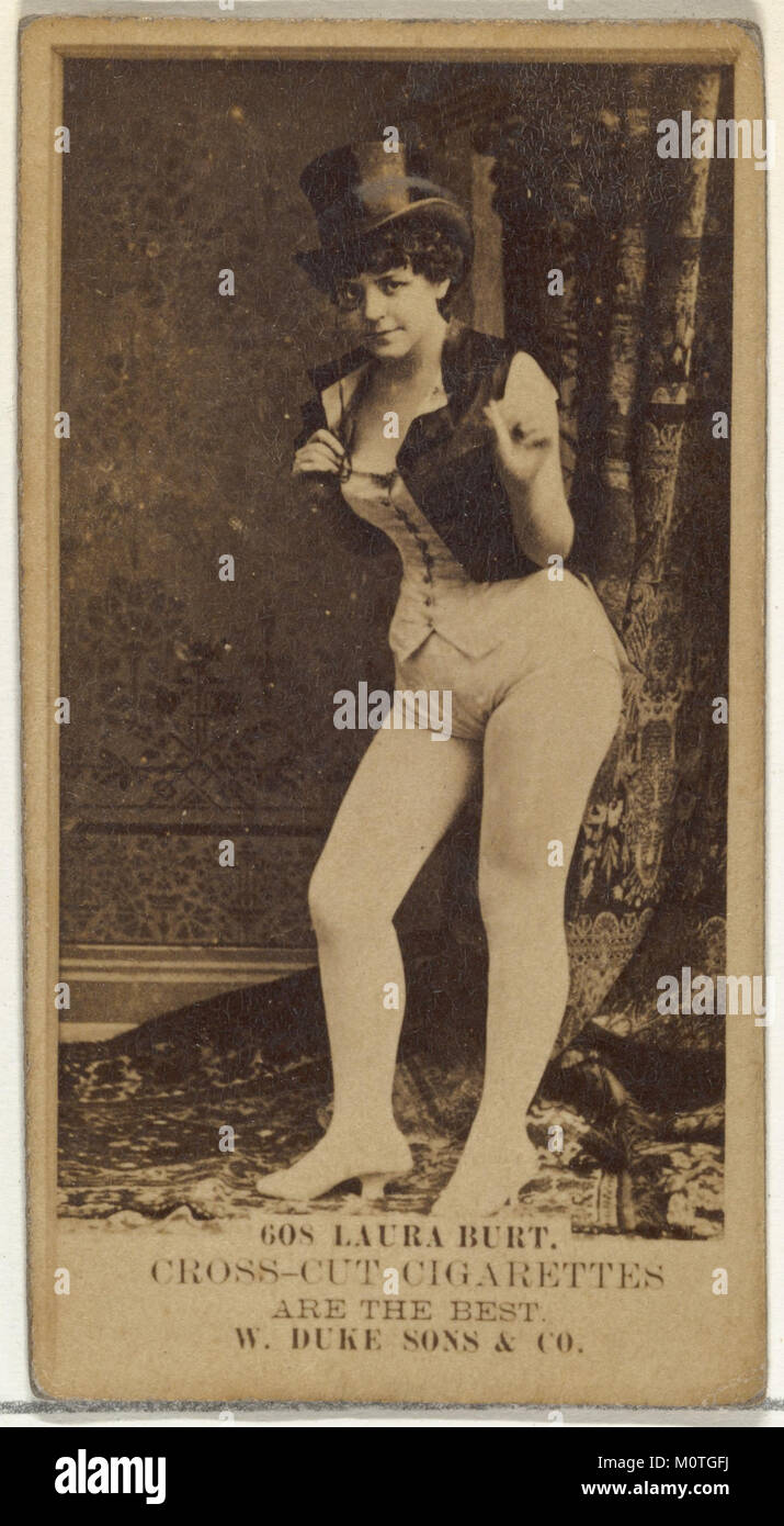 Diese Karte aus der Schauspielerserie mit Laura Burt wurde von Duke Sons & Co. Als Teil eines Werbesets für Cross Cut Zigaretten im frühen 20. Jahrhundert herausgegeben. Stockfoto