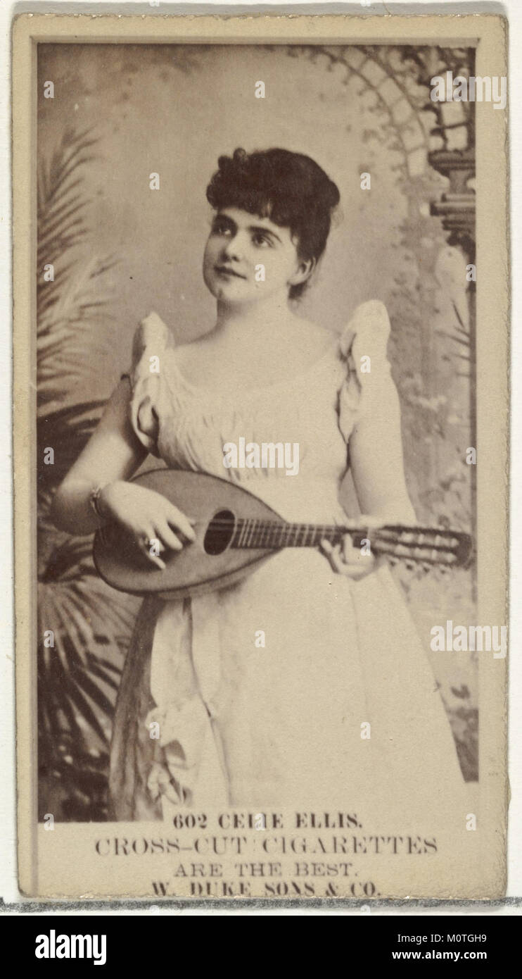 Eine Vintage-Karte mit der Schauspielerin Celia Ellis, Kartennummer 602 aus der Serie „Actors and Actresses“ (N145-3), die von Duke Sons & Co. Im frühen 20. Jahrhundert als Werbeartikel für Cross Cut Zigaretten herausgegeben wurde. Stockfoto