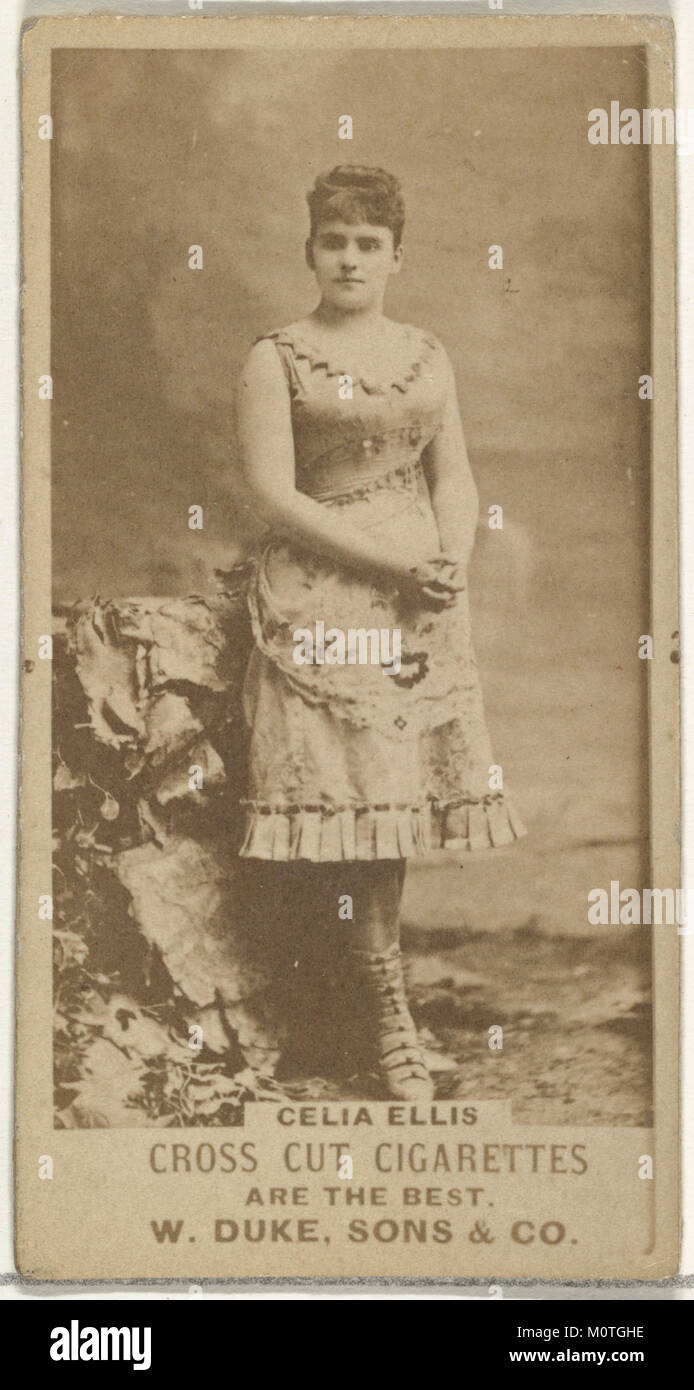 Dieses Vintage-Bild von Celia Ellis ist Teil der „Actors and Actress“-Serie, die von Duke Sons & Co. Im Rahmen einer Werbekampagne für Cross Cut Zigaretten herausgegeben wurde. Die Serie ist bekannt für ihre Sammlerstücke und ihre Vermarktung mit populären Persönlichkeiten dieser Zeit. Stockfoto