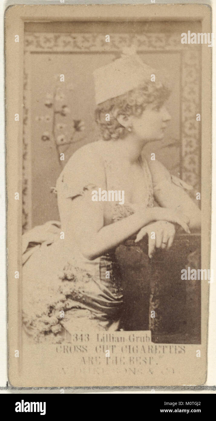 Die Kartennummer 343 aus der Actors and Actress Serie mit Lillian Grubb wurde von Duke Sons & Co. Herausgegeben, um Cross Cut Cigarettes zu bewerben. Sie ist in der MET-Sammlung unter DP83976 katalogisiert. Stockfoto