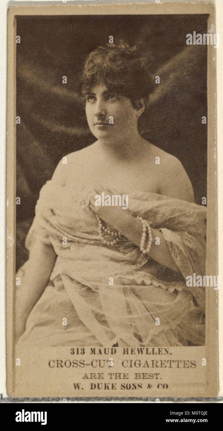 Diese Karte mit Maud Hewllen ist Teil der von Duke Sons & Co. Herausgegebenen Schauspieler- und Schauspielerserie zur Förderung von Cross Cut Zigaretten, die die Werbekultur des frühen 20. Jahrhunderts hervorhebt. Stockfoto