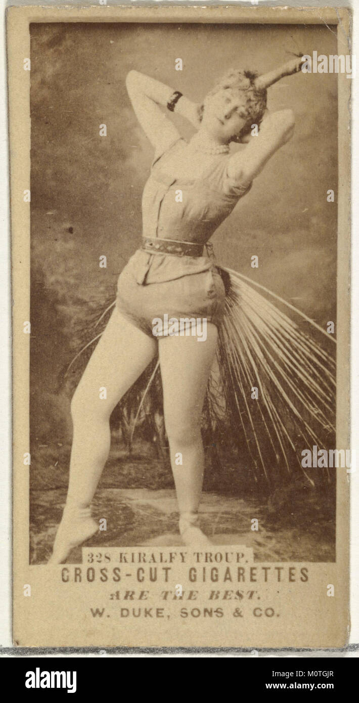 Diese Karte aus der Schauspielerserie zeigt Kiralfy Troup und wurde von Duke Sons & Co. Herausgegeben, um Cross Cut Cigarettes zu bewerben. Es ist Teil eines Sammlersets aus dem frühen 20. Jahrhundert. Stockfoto