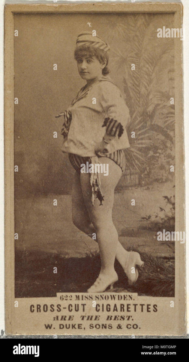 Die Karte Nummer 622 aus der Serie „Actors and Actresses“ zeigt ein Bild von Miss Snowden, Teil eines Sets, das von Duke Sons & Co. Herausgegeben wurde, um Cross Cut Cigarettes zu bewerben. Die Karte ist ein Sammlerstück aus der Zigarettenaktion des frühen 20. Jahrhunderts. Stockfoto