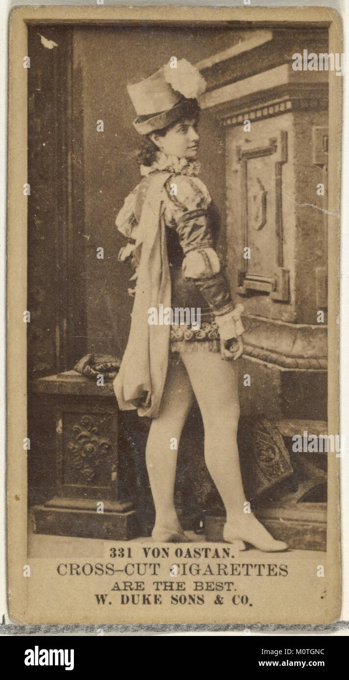 Eine Vintage-Sammelkarte mit von Oastan, Teil der Schauspielerserie N145-3, herausgegeben von Duke Sons & Co., um Cross Cut Zigaretten zu fördern. Stockfoto