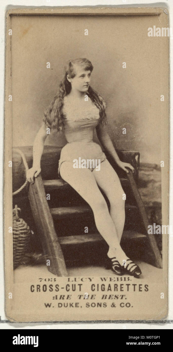 Diese Karte zeigt Lucy Webb, Teil der Serie „Actors and Actresses“, die von Duke Sons & Co. Im frühen 20. Jahrhundert als Werbeartikel für Cross Cut Zigaretten herausgegeben wurde. Stockfoto