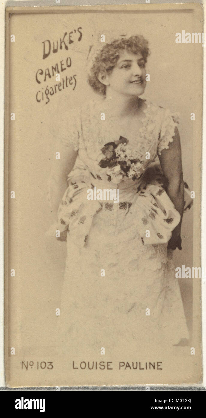 Handelskarte mit Louise Pauline aus der Serie Schauspieler und Schauspielerinnen von Duke Sons & Co., die zur Förderung von Cameo Cigarettes, Teil der MET-Sammlung, herausgegeben wurde. Stockfoto