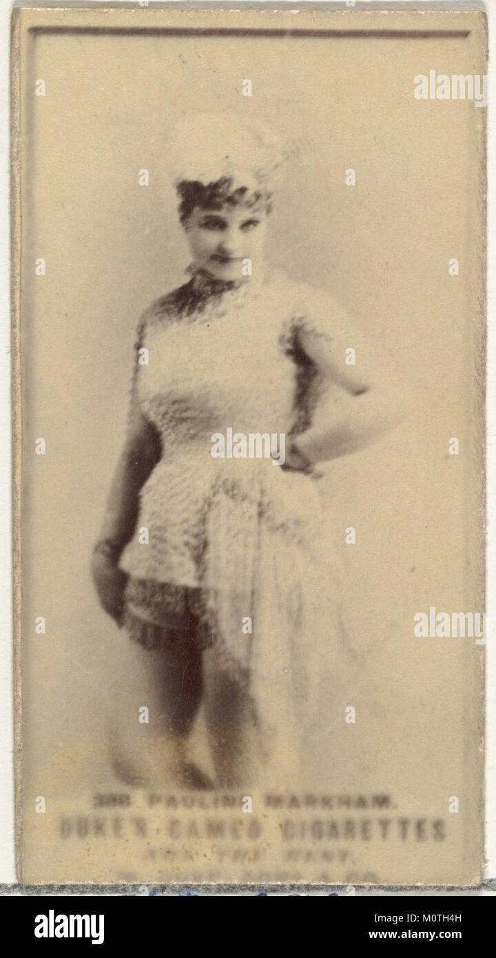 Card Number 388 zeigt Pauline Markham, eine Schauspielerin aus dem frühen 20. Jahrhundert. Die Karte war Teil einer Serie von Duke Sons & Co., die Cameo Cigarettes, eine damals beliebte Tabakmarke, bewertete. Stockfoto