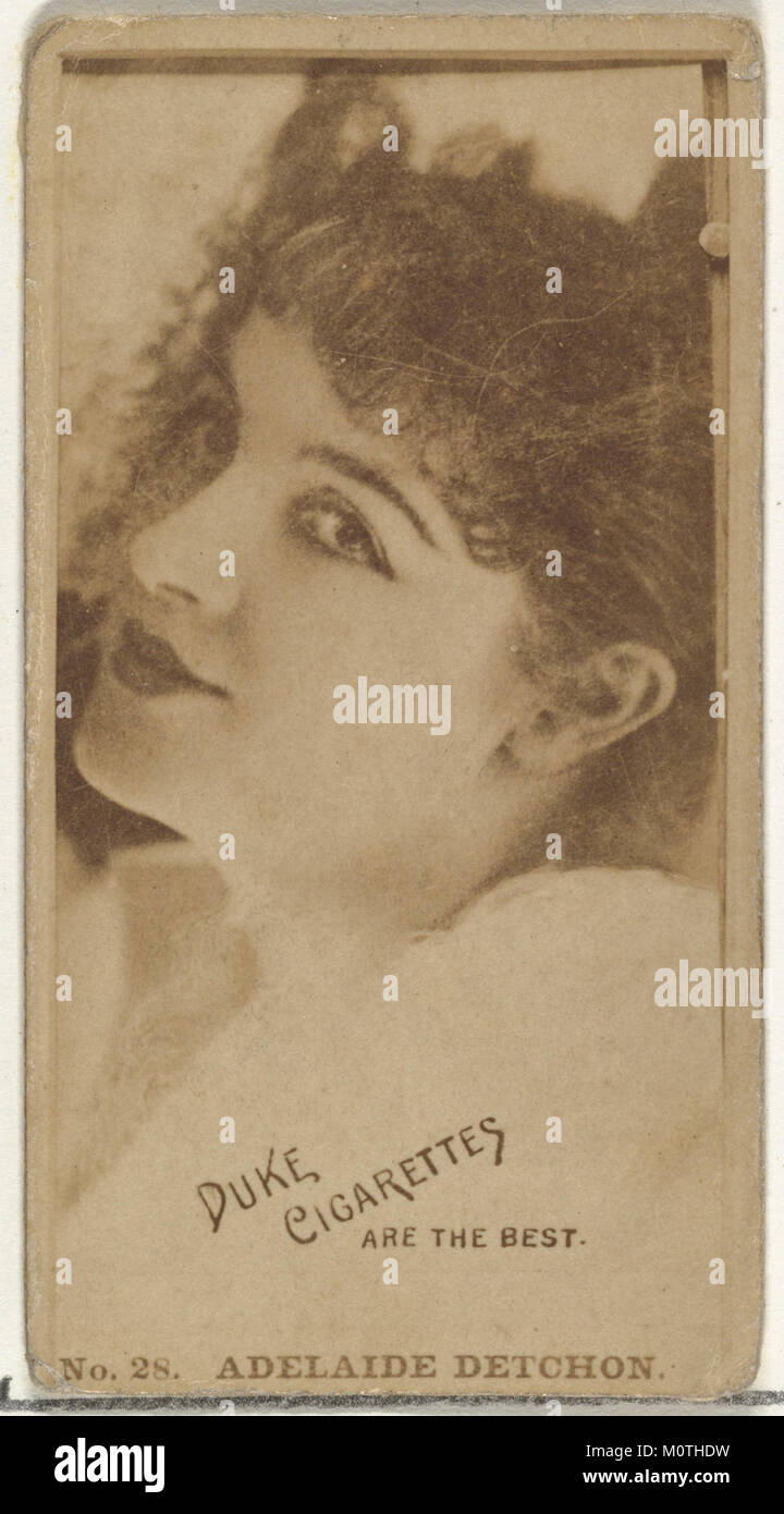 Karte Nr. 28 zeigt Adelaide Detchon, eine Schauspielerin aus der Actors and Actress Serie (N145-6), die von Duke Sons & Co. Als Werbeartikel für Duke Cigarettes im frühen 20. Jahrhundert herausgegeben wurde. Stockfoto