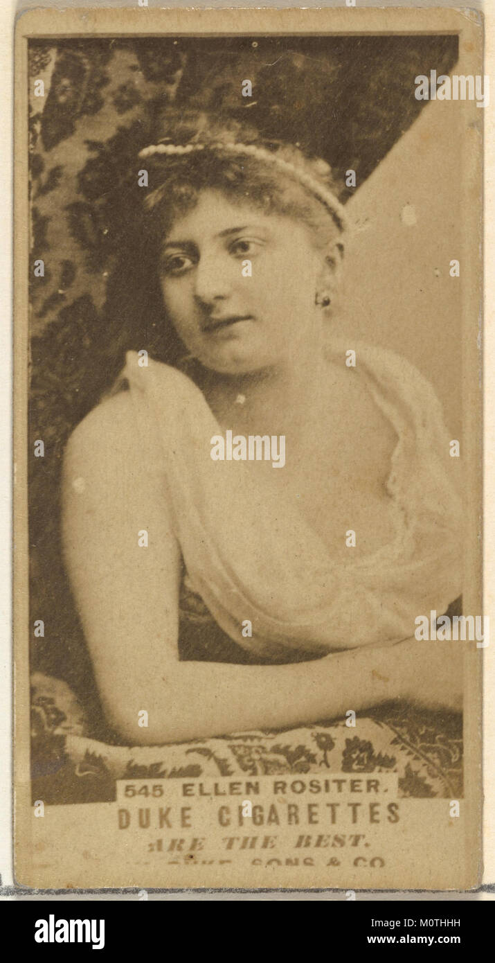 Card Number 545 zeigt Ellen Rositer aus der Serie „Actors and Actress“, die von Duke Sons & Co. Herausgegeben wurde, um Duke Cigarettes zu fördern und die Werbekultur des frühen 20. Jahrhunderts zu präsentieren. Stockfoto