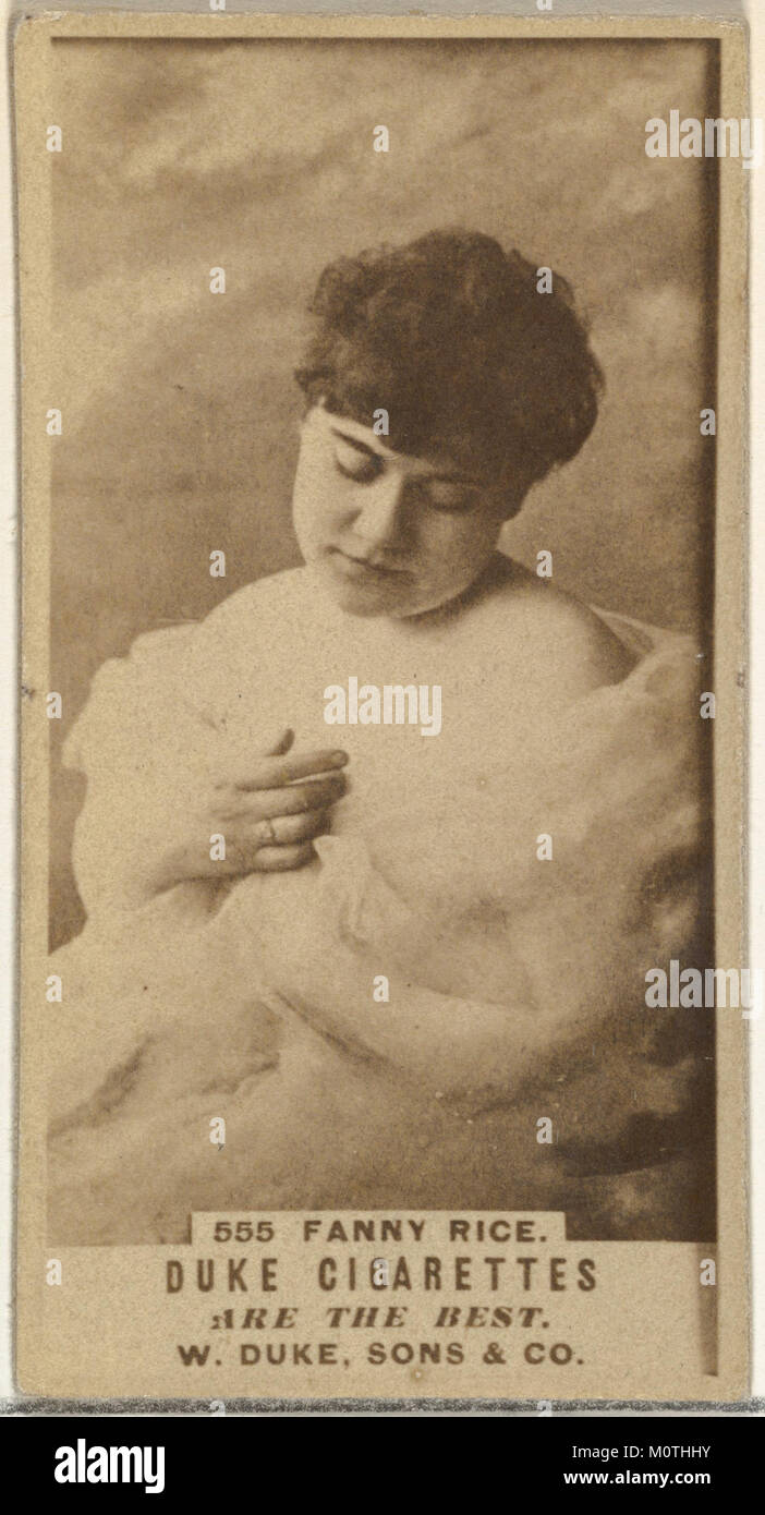 Diese Karte aus der Schauspielerserie zeigt Fanny Rice und wurde von Duke Sons & Co. Herausgegeben, um Duke Cigarettes im frühen 20. Jahrhundert zu fördern. Stockfoto