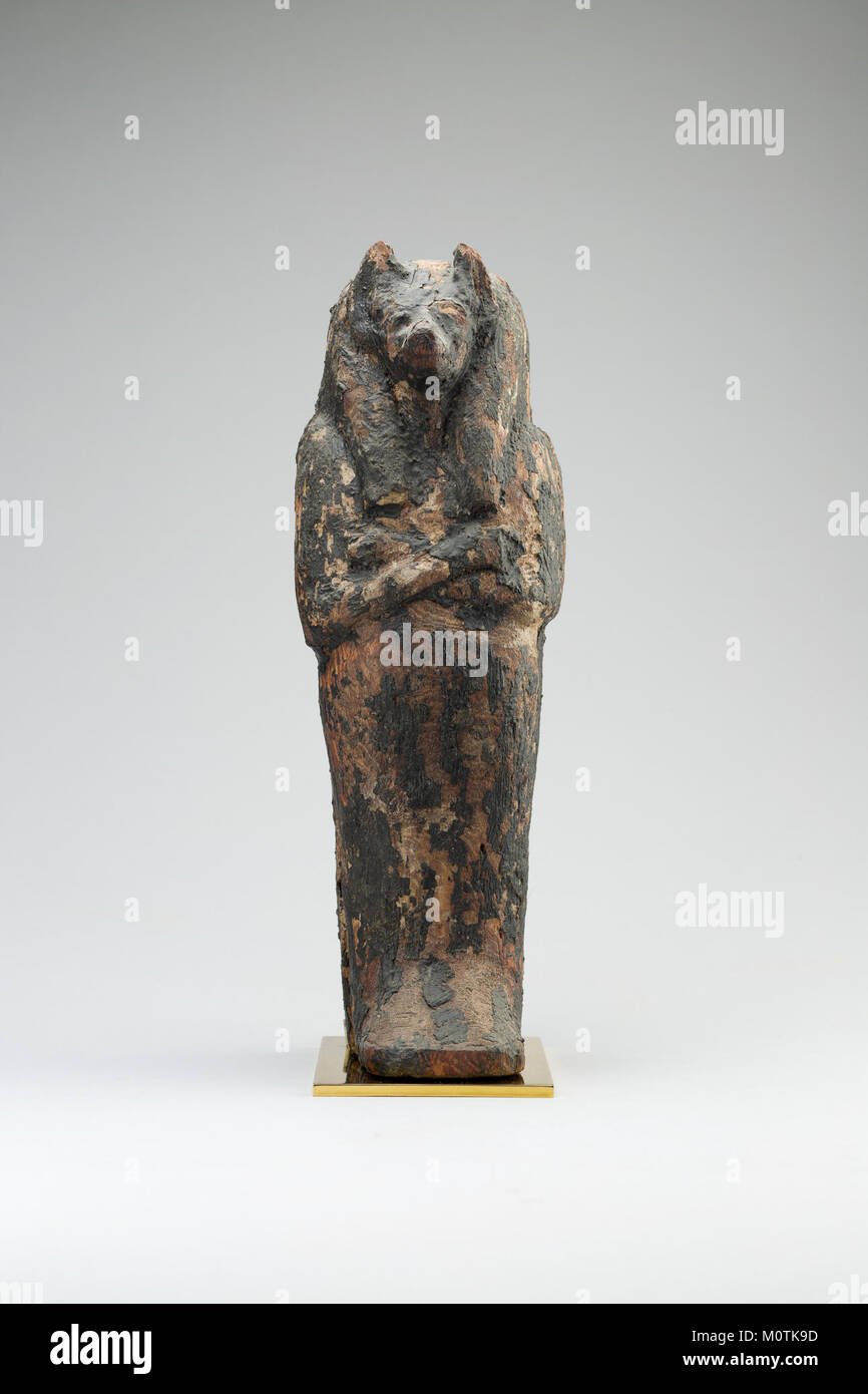 Dieser kanopische Sarg, der Duamutef, einer der vier Söhne des Horus in der altägyptischen Mythologie, repräsentiert, wurde zur Aufbewahrung der inneren Organe des Verstorbenen verwendet. Es ist Teil der ägyptischen Sammlung des Metropolitan Museum of Art Stockfoto