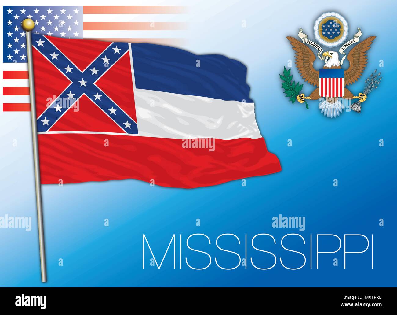 Mississippi Bundesland Flagge, United States Stock Vektor