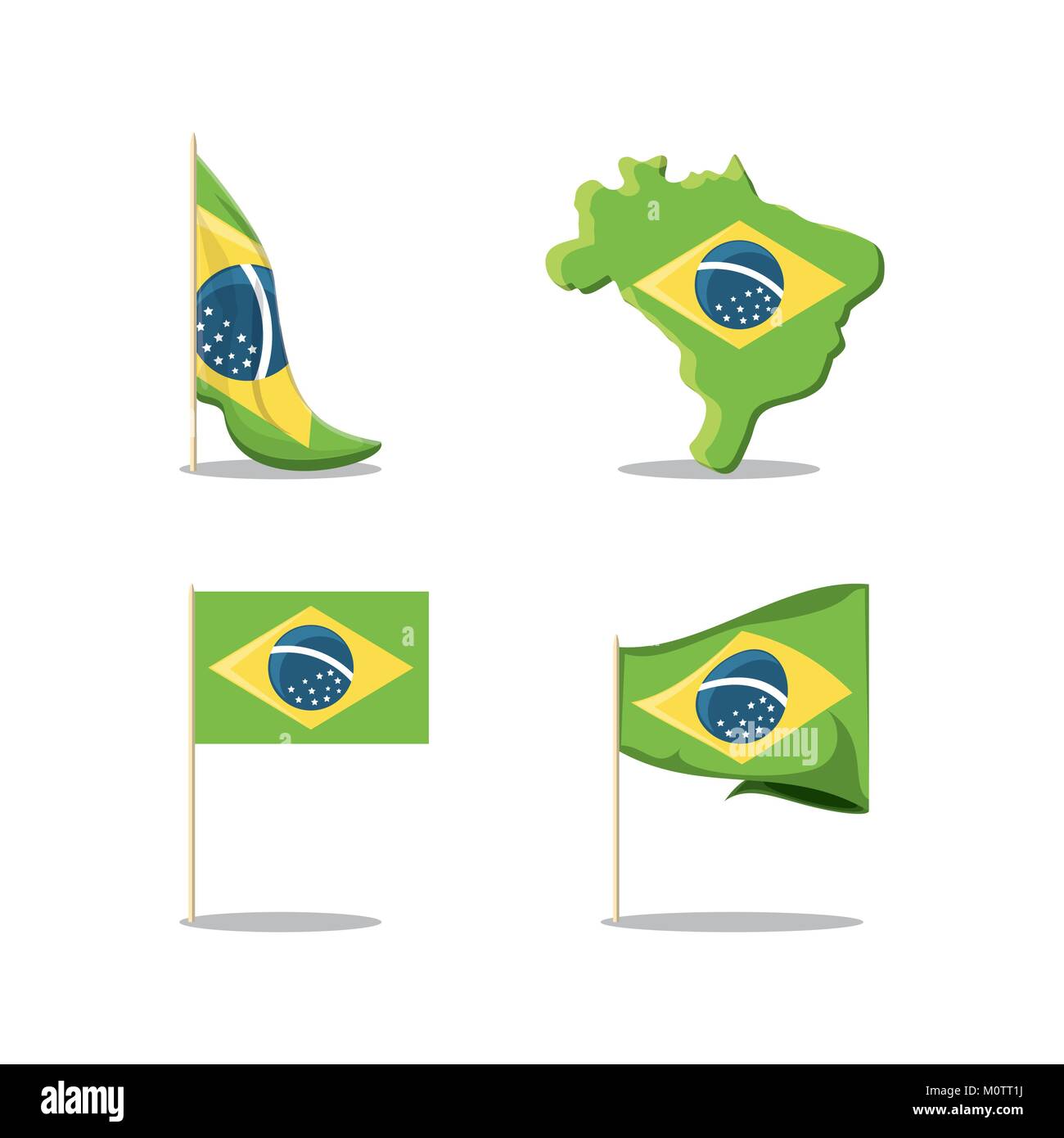 Brasilien Icon Set Stock Vektor