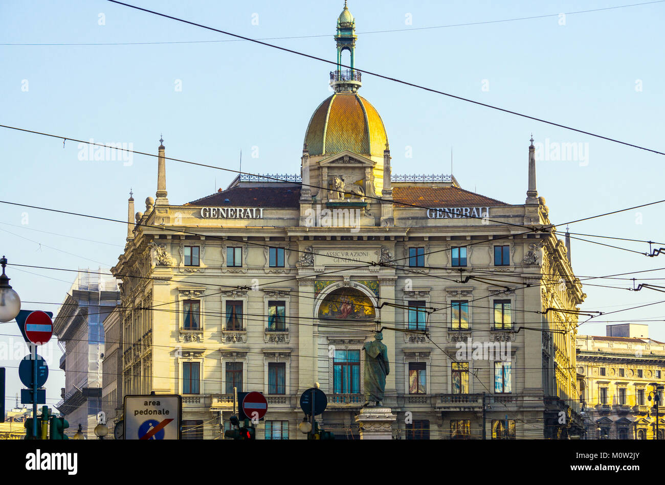 Italien, Lombardei, Mailand, Piazza Cordusio, Palazzo delle Assicurazioni Generali Stockfoto