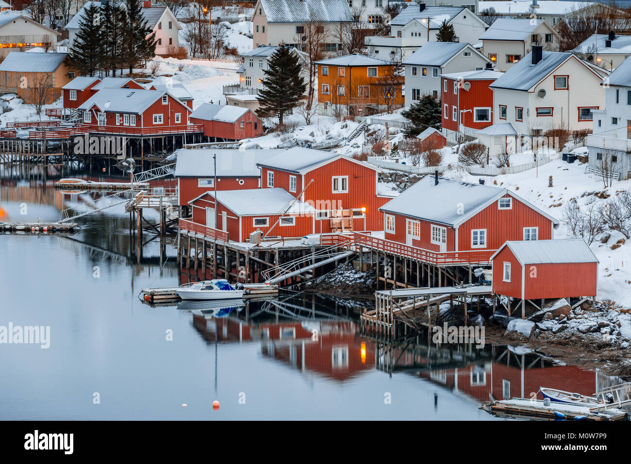 Lofoten, Reine, Norwegen. Winter scene Stockfoto