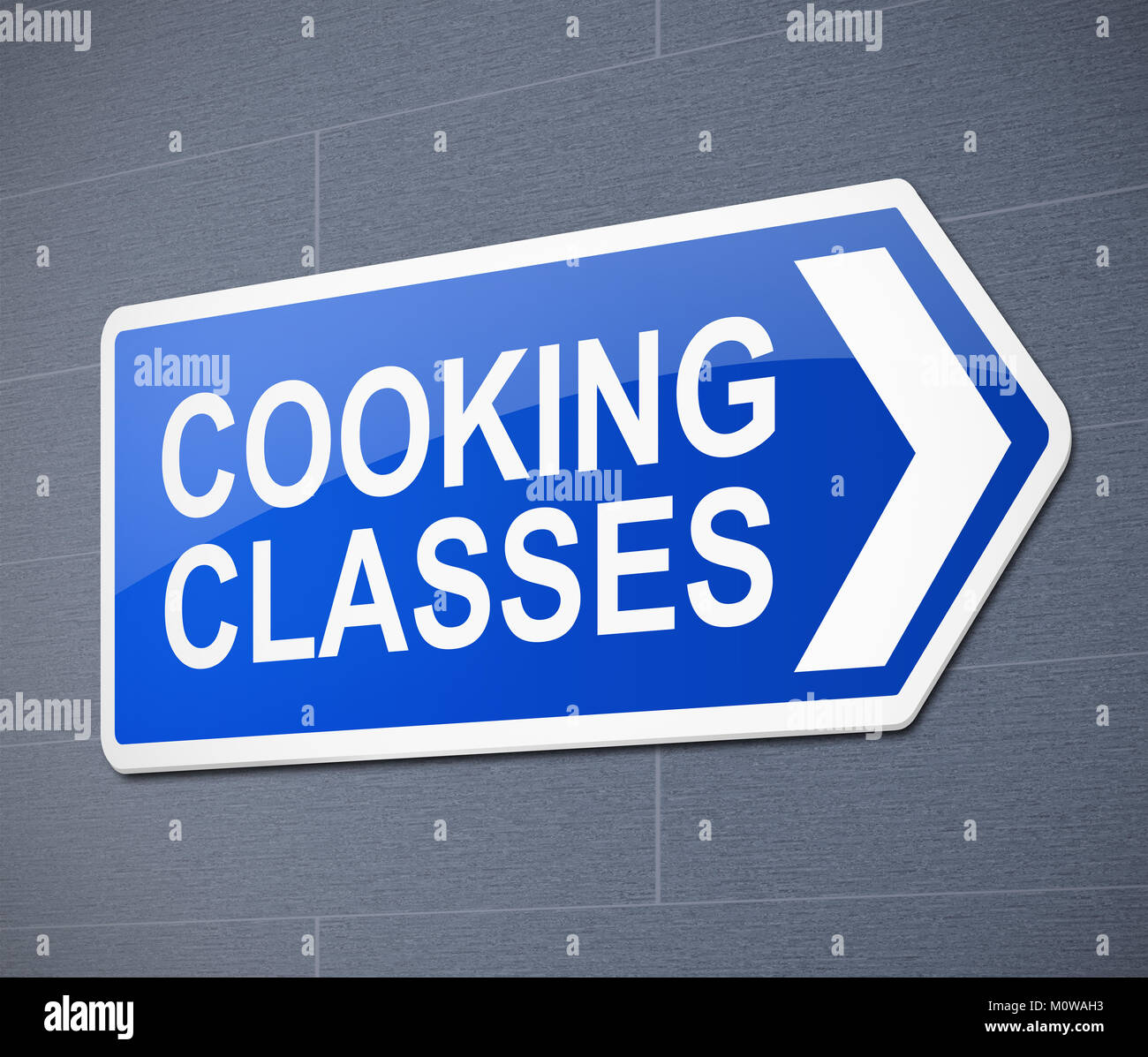 3D-Darstellung, die ein Schild mit einem Kochkurs Konzept. Stockfoto