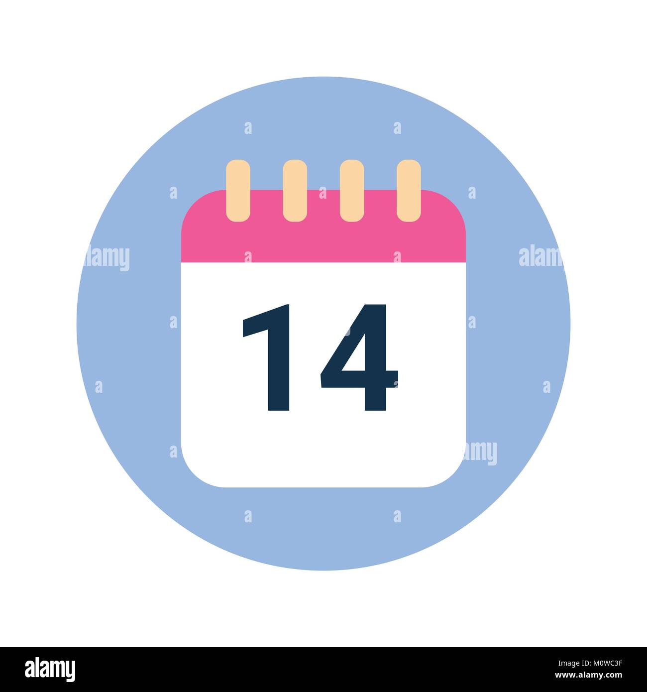 Valentines Tag Kalender Seite Symbol isoliert 14. Februar Konzept Stock Vektor