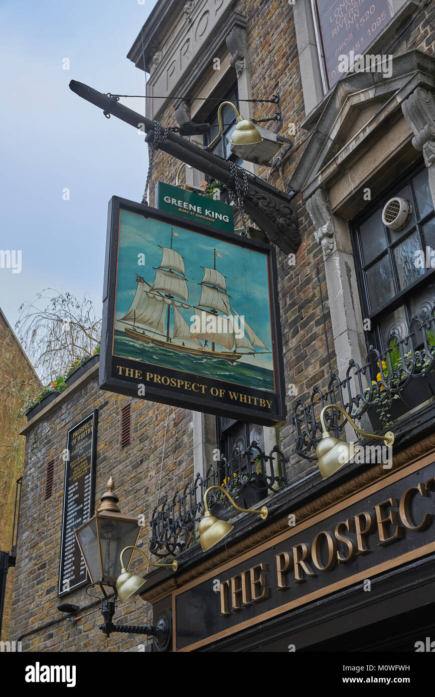 Die Aussicht von Whitby Pub, London Stockfoto