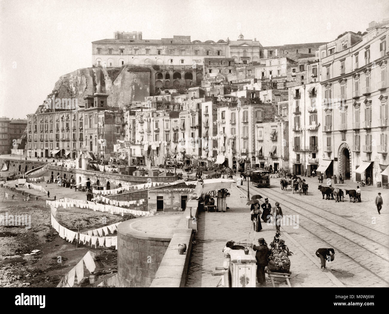 C 1880 s Italien - Neapel Neapel - Strada di Santa Lucia Stockfoto