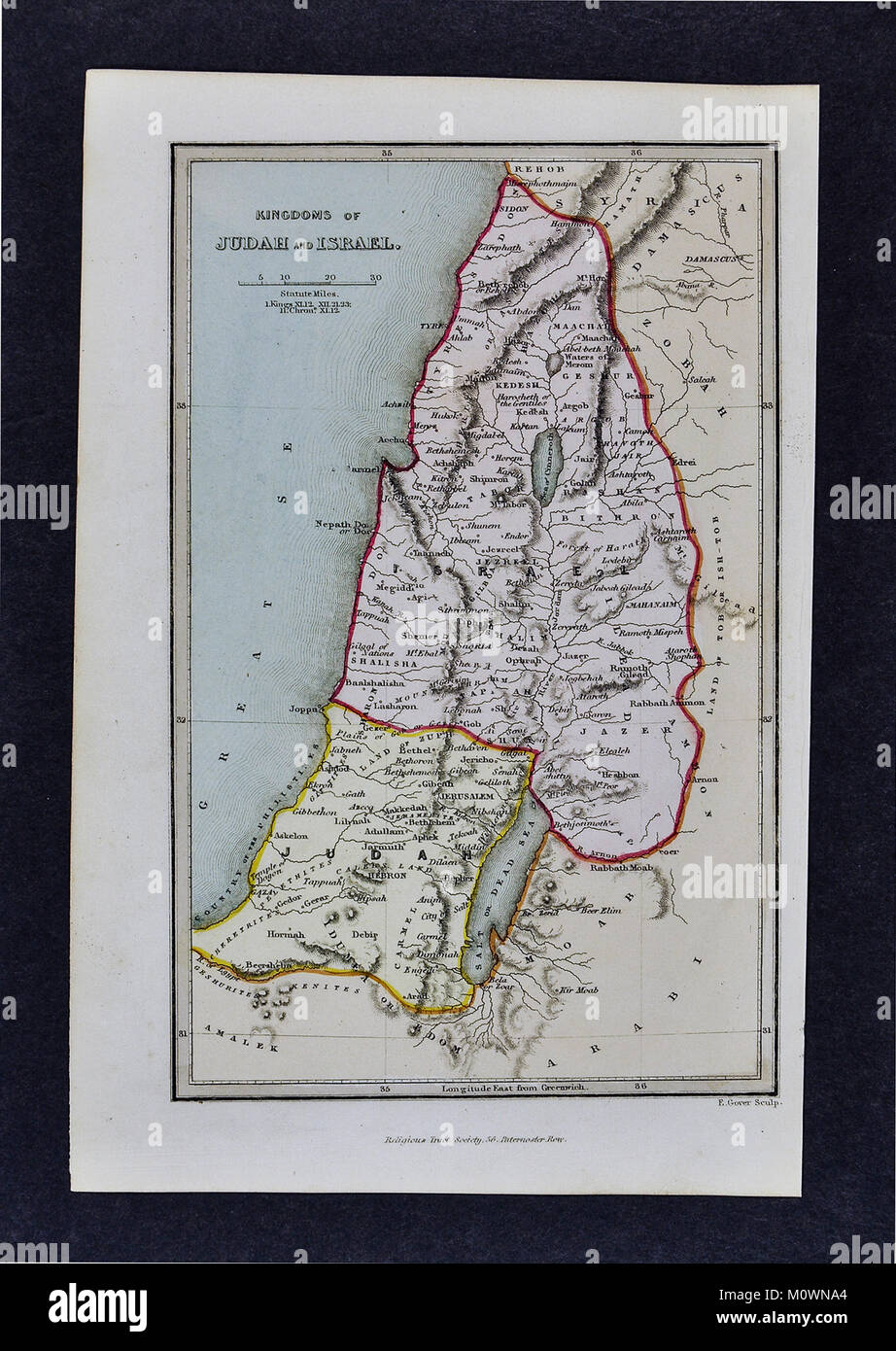 Erster König Von Israel Altes Testament 4 Buchstaben 1799 Bibel Traktatgesellschaft Karte - Altes Testament Königreiche Juda