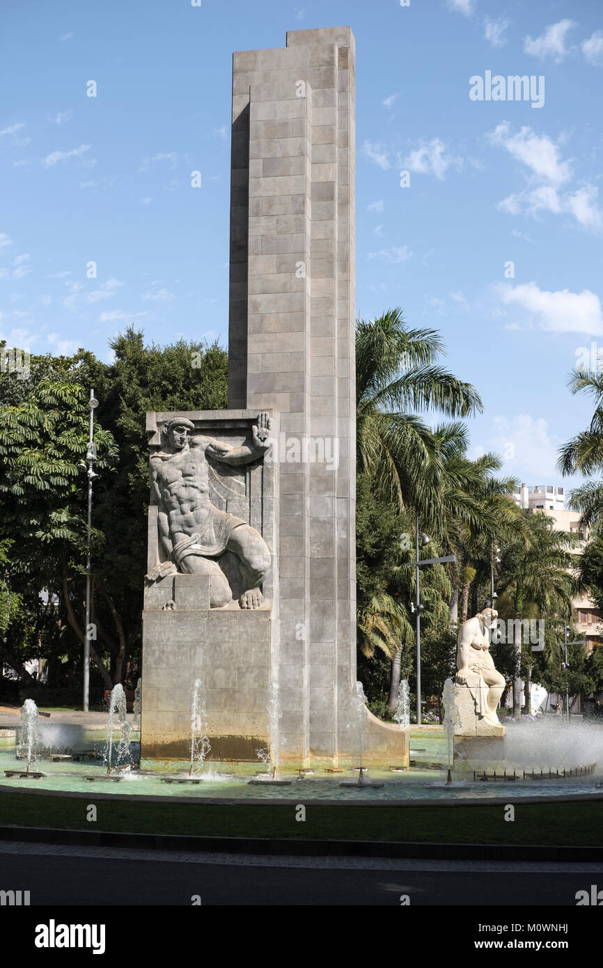 Denkmal für eine D Santiago Garcia Sanabria 1938 im Parque Garcia Sanabria, Santa Cruz, Teneriffa, Kanarische Inseln, Spanien, Stockfoto