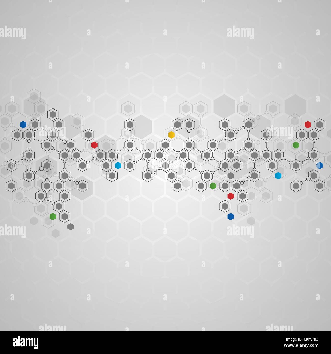 Vector Illustration der angeschlossenen sechseckigen Zellen Hintergrund. Molekulare Struktur. Abstrakte geometrische Hexagon Hintergrund für Ihr Design Stock Vektor