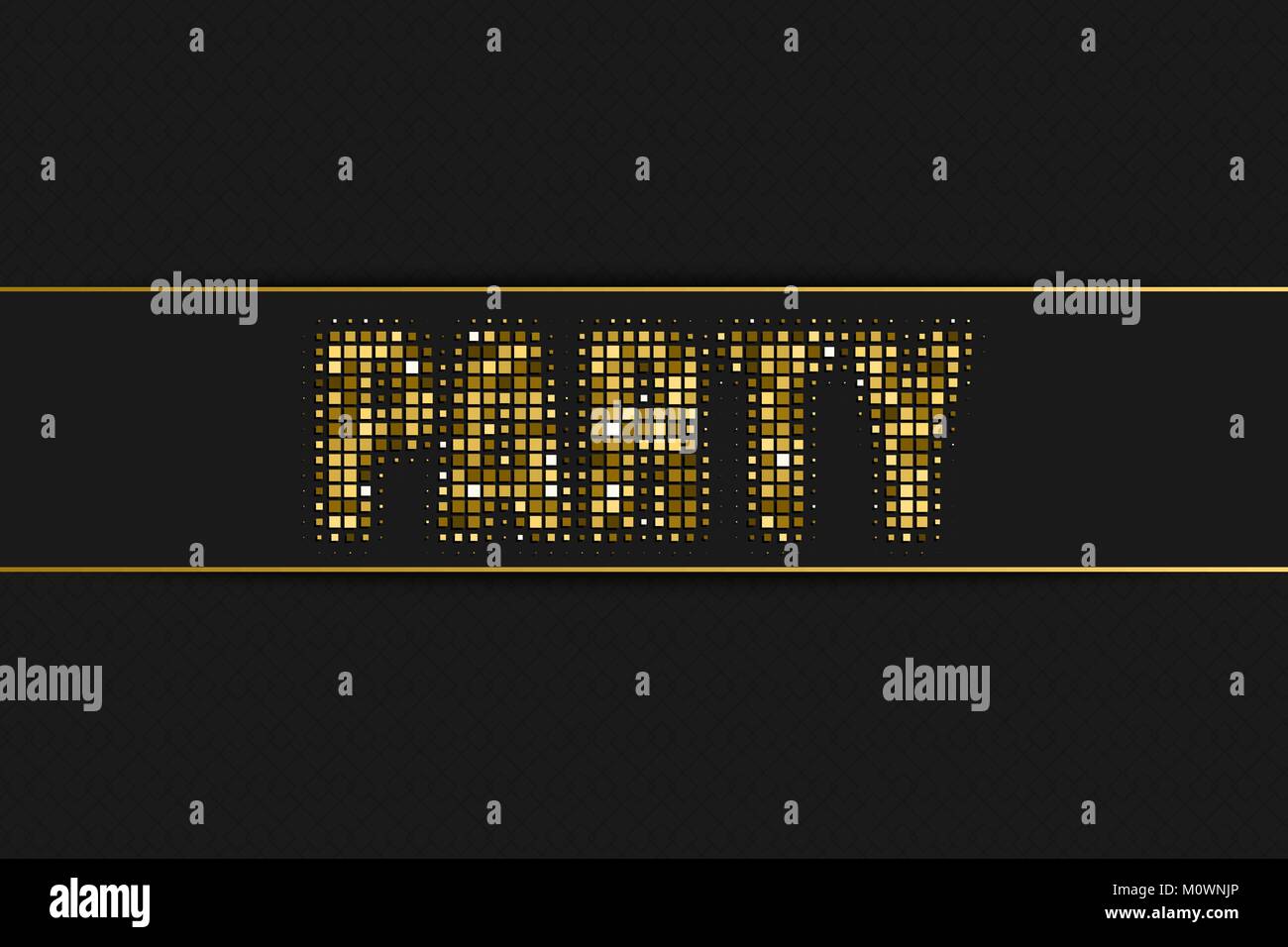 Party golden halftone Werbeschild mit geometrischen Muster für Ihr Design Stock Vektor