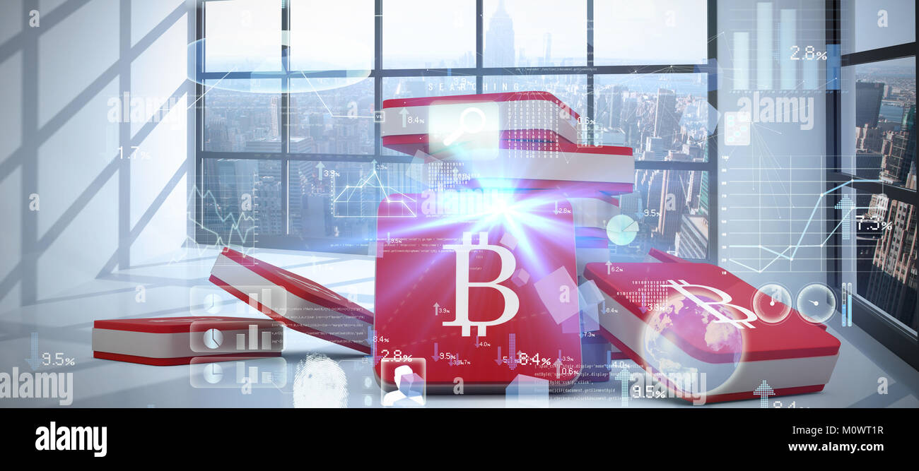 Das zusammengesetzte Bild von digital erzeugten Bild von 3d solar panel mit Batterie Stockfoto