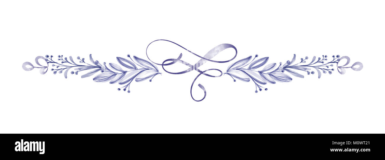 Aquarell Blume separator Blatt Sommer isoliert auf weißem Hintergrund für Grußkarten für die Hochzeit, Valentinstag Stockfoto